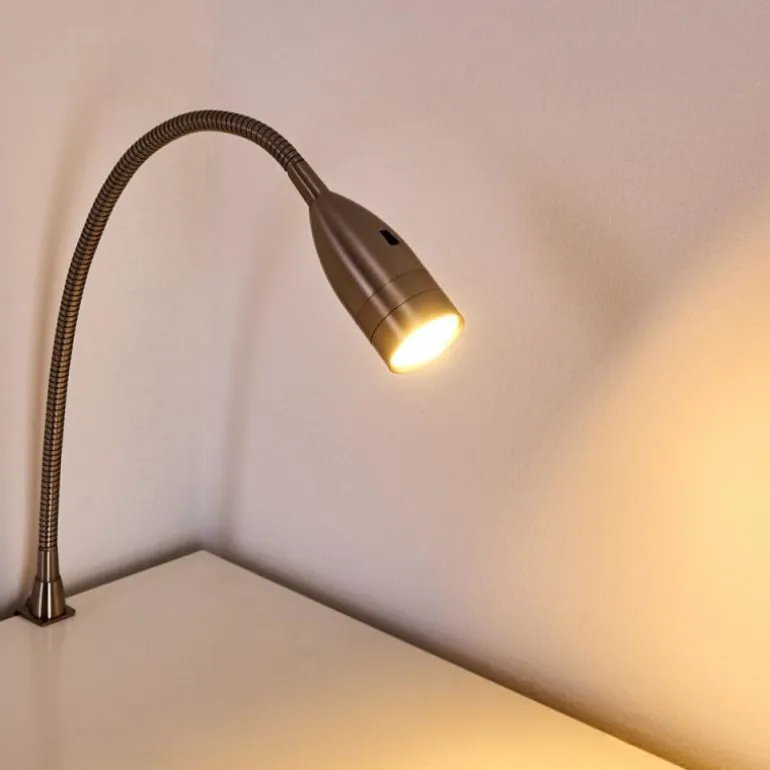 Lampe de chevet Alsea LED Nickel mat, 1 lumière, Détecteur de mouvement