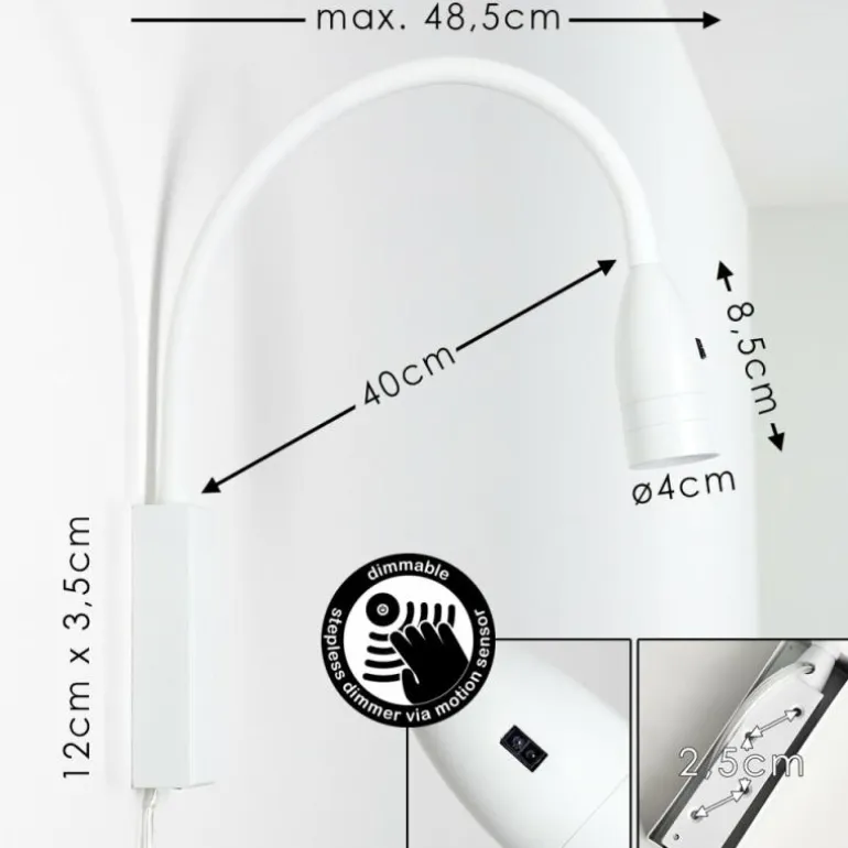 Lampe de chevet Alsea LED Blanc, 1 lumière, Détecteur de mouvement