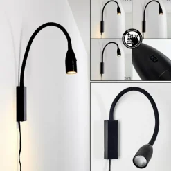 Lampe de chevet Alsea LED Noir, 1 lumière, Détecteur de mouvement