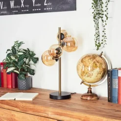 Lampe de table Alden LED Laiton, Noir, 4 lumières