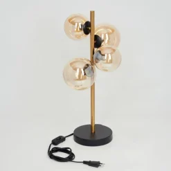 Lampe de table Alden LED Laiton, Noir, 4 lumières