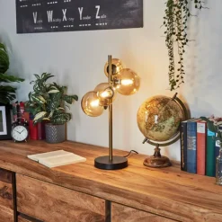 Lampe de table Alden LED Laiton, Noir, 4 lumières