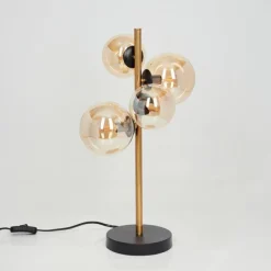 Lampe de table Alden LED Laiton, Noir, 4 lumières