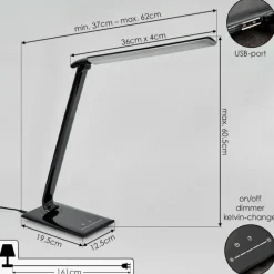 Lampe de table Chozendo LED Noir, 1 lumière