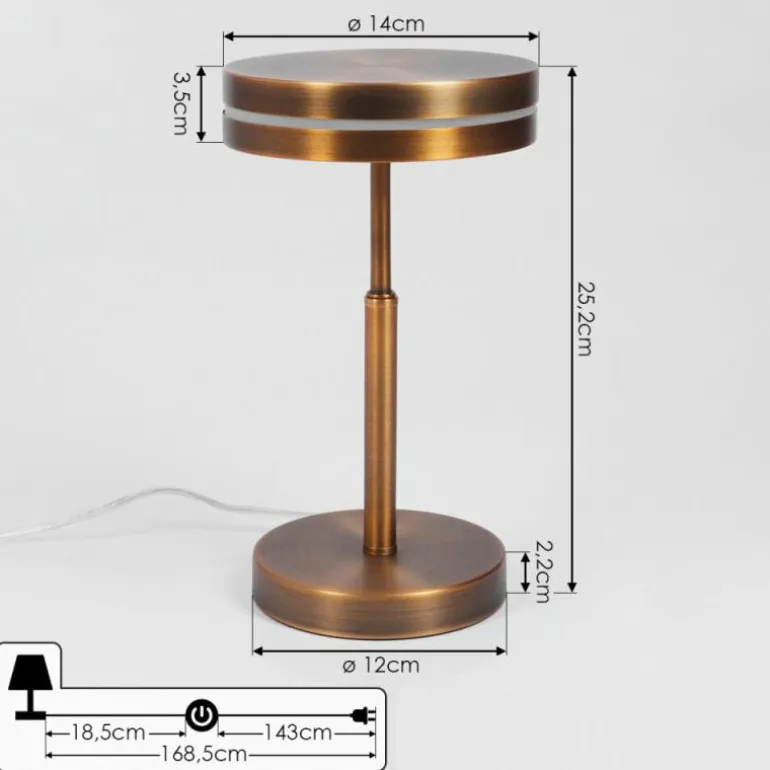 Lampe de table Huallilemu LED Vieux laiton, 1 lumière