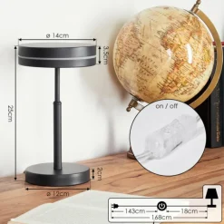 Lampe de table Huallilemu LED Noir, 1 lumière