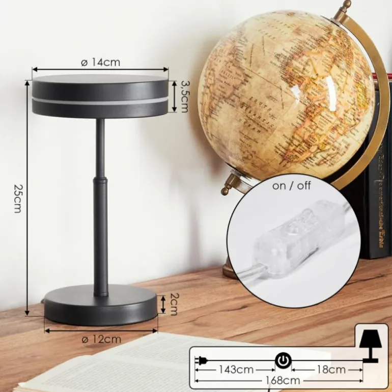 Lampe de table Huallilemu LED Noir, 1 lumière