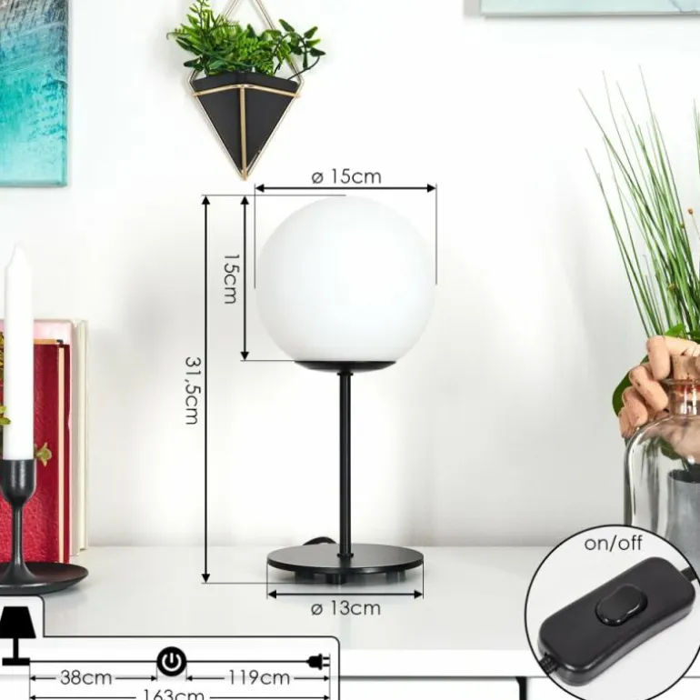 Lampe de table Karhia Noir, 1 lumière