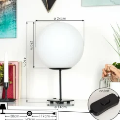 Lampe de table Karhia Noir, 1 lumière