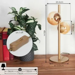 Lampe de table Remaisnil Laiton, 2 lumières