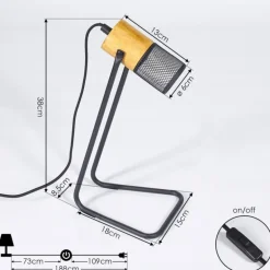 Lampe de table Agrons Noir, 1 lumière