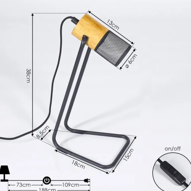 Lampe de table Agrons Noir, 1 lumière