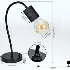 Lampe de table Ajaccio Noir, 1 lumière