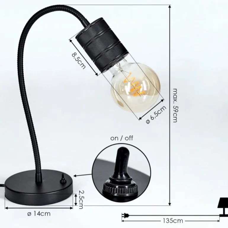 Lampe de table Ajaccio Noir, 1 lumière