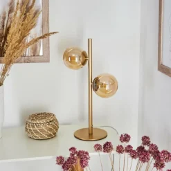 Lampe de table Alden Laiton, 2 lumières