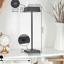 Lampe de table Algeraz LED Noir, 1 lumière