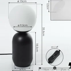 Lampe de table Alolas Gris, 1 lumière