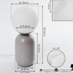 Lampe de table Alolas Gris, 1 lumière