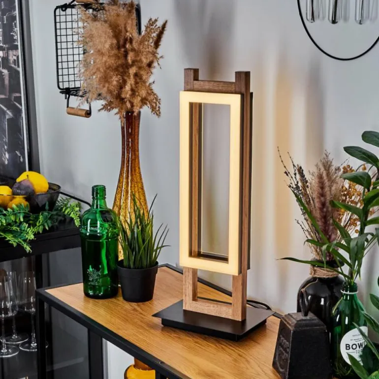 Lampe de table Ayajasco LED Couleur bois, Noir, 1 lumière