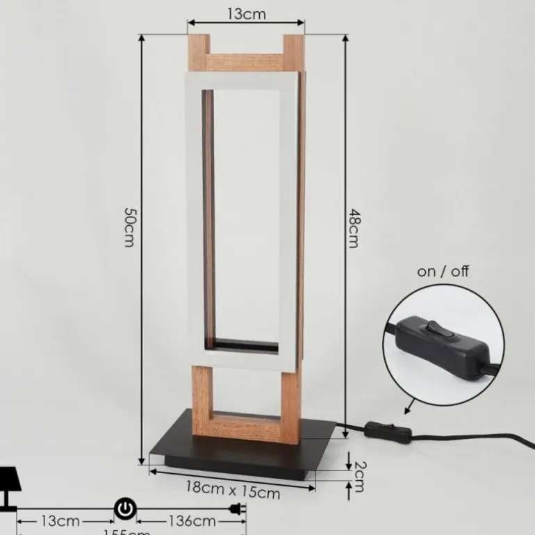 Lampe de table Ayajasco LED Couleur bois, Noir, 1 lumière