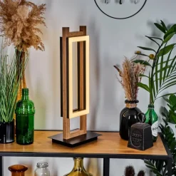 Lampe de table Ayajasco LED Couleur bois, Noir, 1 lumière