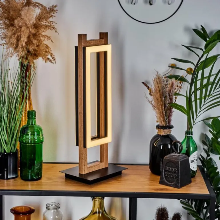 Lampe de table Ayajasco LED Couleur bois, Noir, 1 lumière