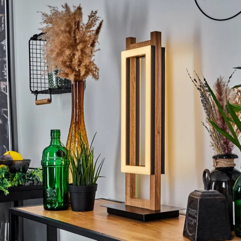 Lampe de table Ayajasco LED Couleur bois, Noir, 1 lumière