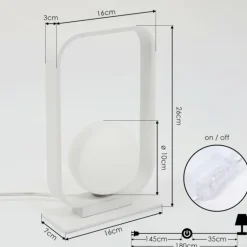 Lampe de table Beland Blanc, 1 lumière