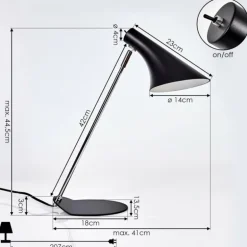 Lampe de table Corralcay Chrome, Noir, 1 lumière