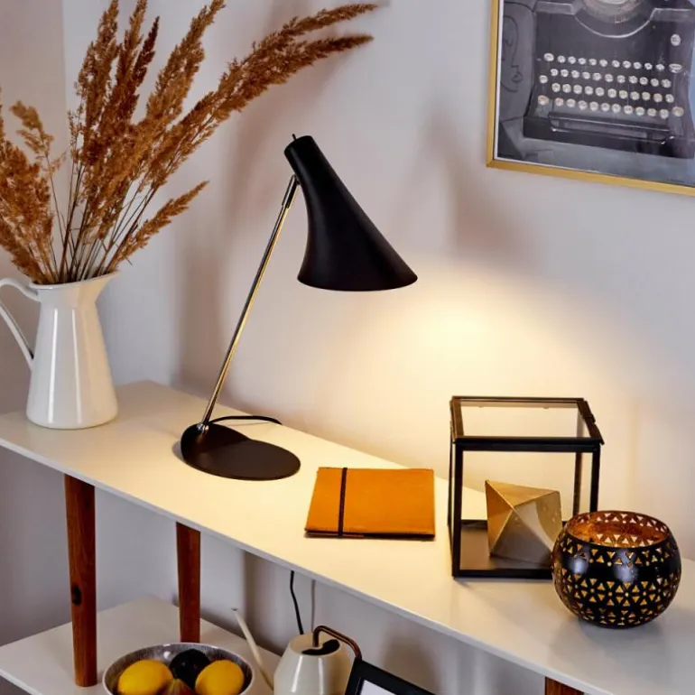 Lampe de table Corralcay Chrome, Noir, 1 lumière
