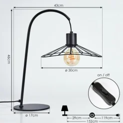 Lampe de table Daesi Noir, 1 lumière