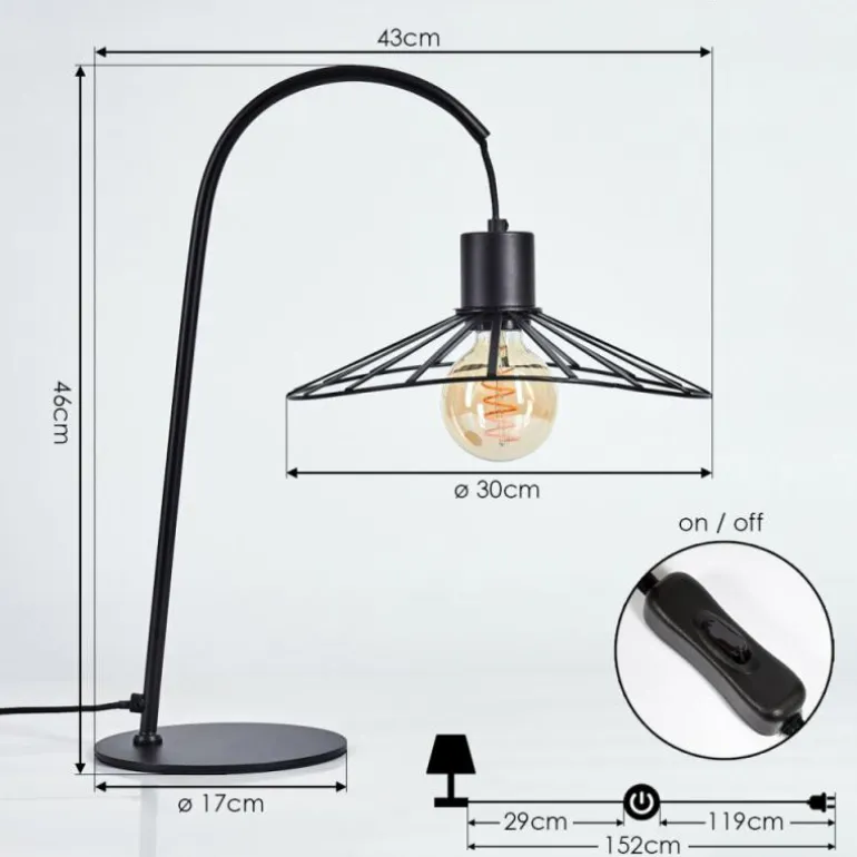Lampe de table Daesi Noir, 1 lumière