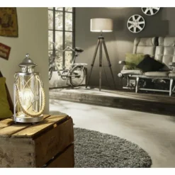 Lampe de table Eglo VINTAGE Brun foncé, Argenté, 1 lumière
