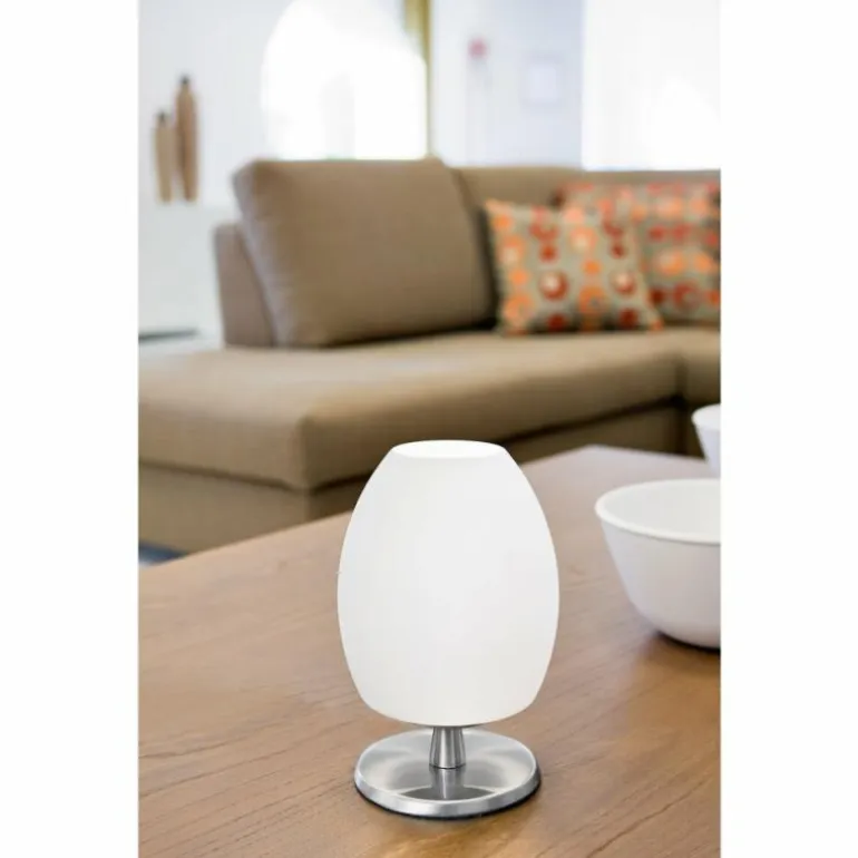 Lampe de table Fabas Luce Rockford LED Nickel mat, 1 lumière
