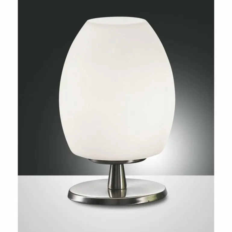 Lampe de table Fabas Luce Rockford LED Nickel mat, 1 lumière