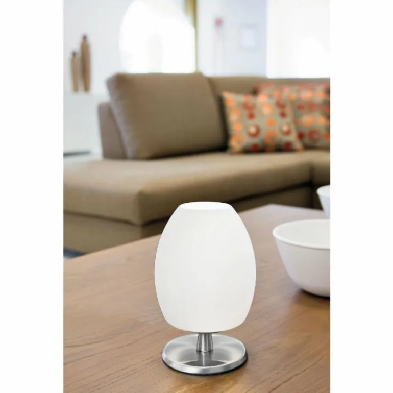 Lampe de table Fabas Luce Rockford LED Nickel mat, 1 lumière
