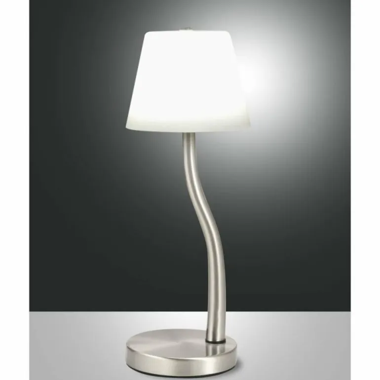 Lampe de table Fabas Luce Ibla LED Nickel mat, 1 lumière