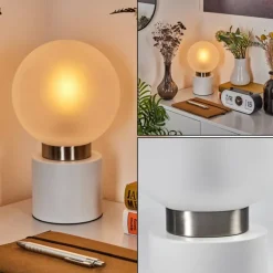 Lampe de table Flawil Nickel mat, Blanc, 1 lumière