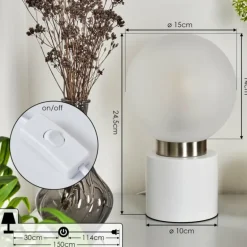 Lampe de table Flawil Nickel mat, Blanc, 1 lumière