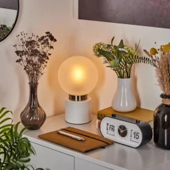 Lampe de table Flawil Nickel mat, Blanc, 1 lumière
