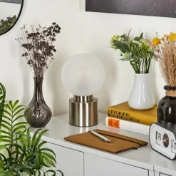 Lampe de table Flawil Nickel mat, 1 lumière