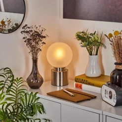 Lampe de table Flawil Nickel mat, 1 lumière