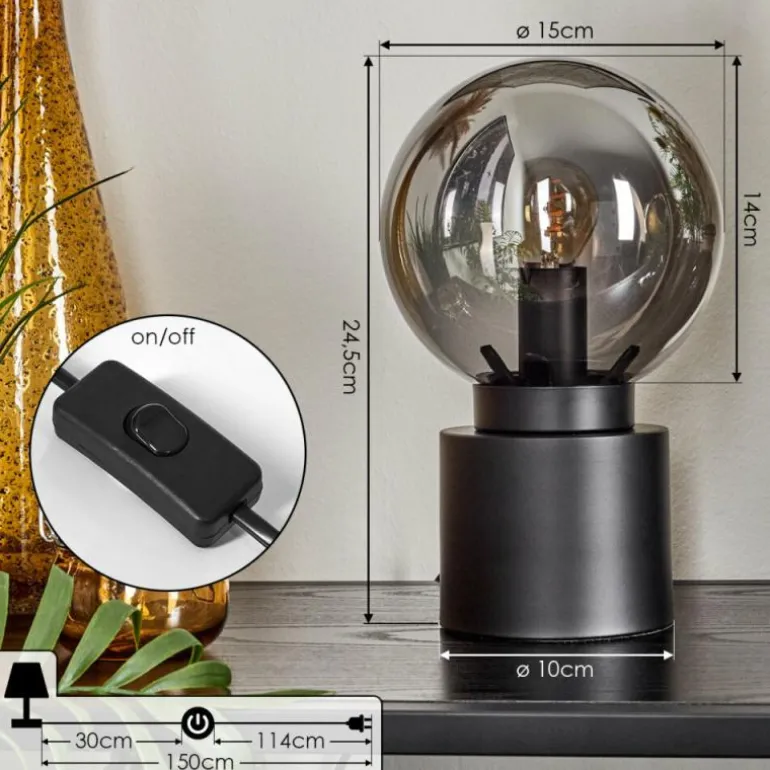 Lampe de table Flawil Noir, 1 lumière