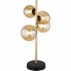Lampe de table Globo RIHA LED Laiton, Noir, 4 lumières