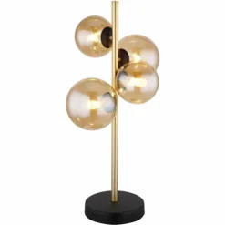 Lampe de table Globo RIHA LED Laiton, Noir, 4 lumières