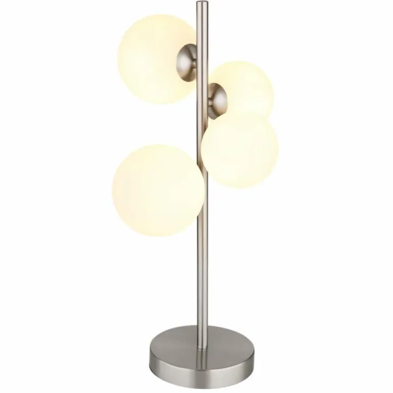Lampe de table Globo RIHA LED Nickel mat, 4 lumières