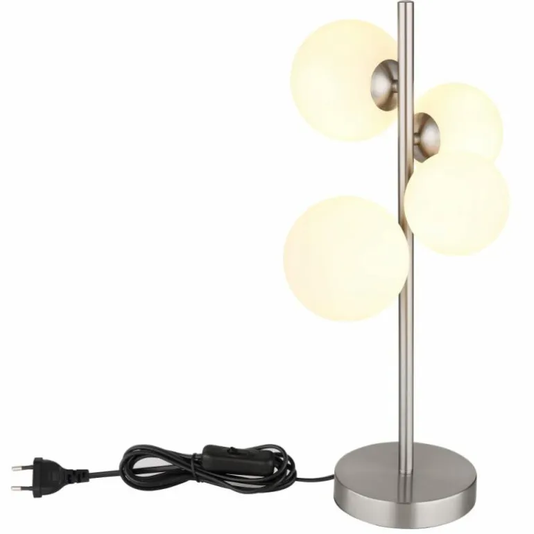 Lampe de table Globo RIHA LED Nickel mat, 4 lumières