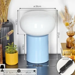 Lampe de table Godrie Bleu, 1 lumière