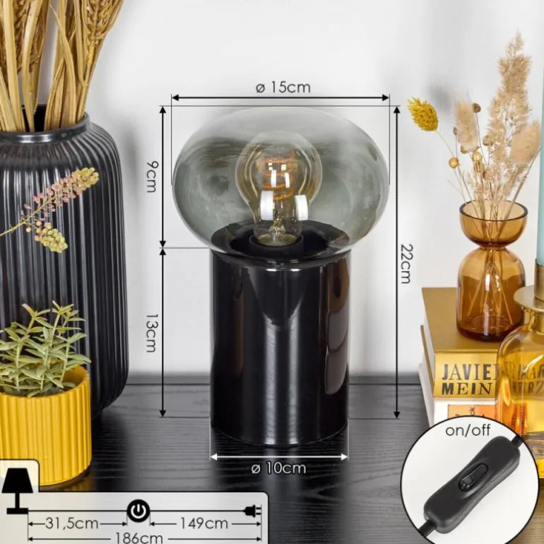 Lampe de table Godrie Noir, 1 lumière