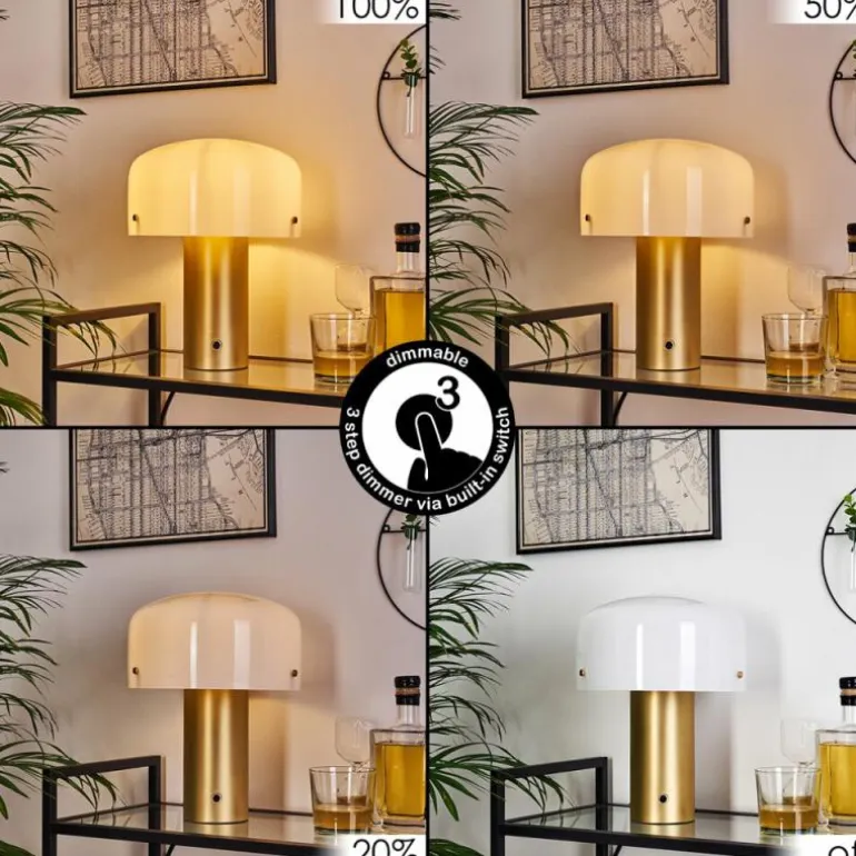Lampe de table Guicia Or, Laiton, 1 lumière